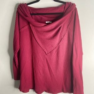 Maurices Waffle Knit Long Sleeve Fuchsia Shirt